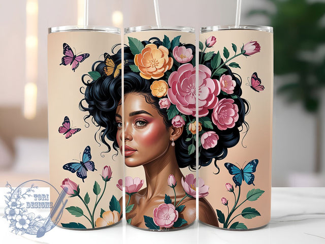 3D Melanin Queen Tumbler, Melanin Queen, 3D Design, Afro Beauty, 20Oz Tumbler, Sublimation Wrap, Digital Download Sublimation ToriDesigns 