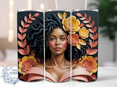3D Melanin Woman Tumbler, Melanin Woman, Artistic Wrap, Sublimation Art, 20oz Tumbler, Bold Design, Stylish Pattern Sublimation ToriDesigns 