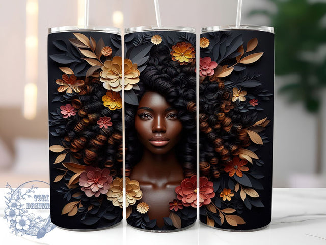 3D Melanin Woman Tumbler, Melanin Woman, Artistic Wrap, Sublimation Art, 20oz Tumbler, Bold Design, Stylish Pattern Sublimation ToriDesigns 