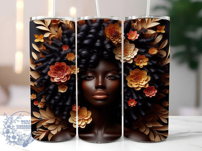 3D Melanin Woman Tumbler, Melanin Woman, Artistic Wrap, Sublimation Art, 20oz Tumbler, Bold Design, Stylish Pattern Sublimation ToriDesigns 