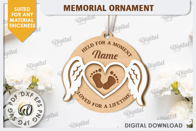 3D Memorial Ornament Laser Cut. Personalized Ornament SVG SVG Evgenyia Guschina 