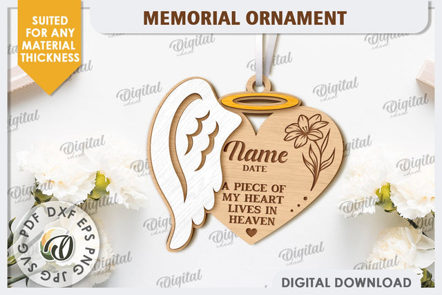 3D Memorial Ornament Laser Cut. Personalized Ornament SVG SVG Evgenyia Guschina 