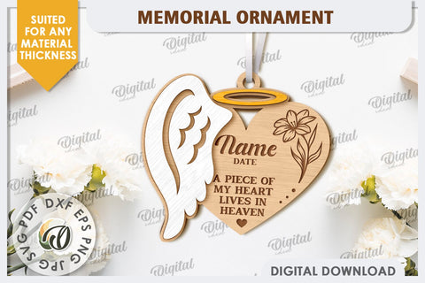 3D Memorial Ornament Laser Cut. Personalized Ornament SVG SVG Evgenyia Guschina 