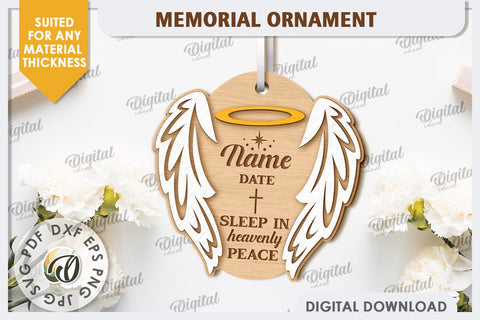 3D Memorial Ornament Laser Cut. Personalized Ornament SVG SVG Evgenyia Guschina 