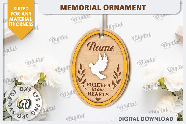 3D Memorial Ornament Laser Cut. Personalized Ornament SVG SVG Evgenyia Guschina 