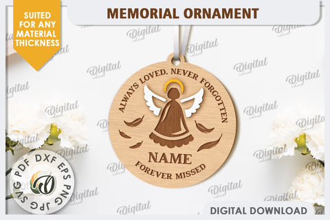 3D Memorial Ornament Laser Cut. Personalized Ornament SVG SVG Evgenyia Guschina 