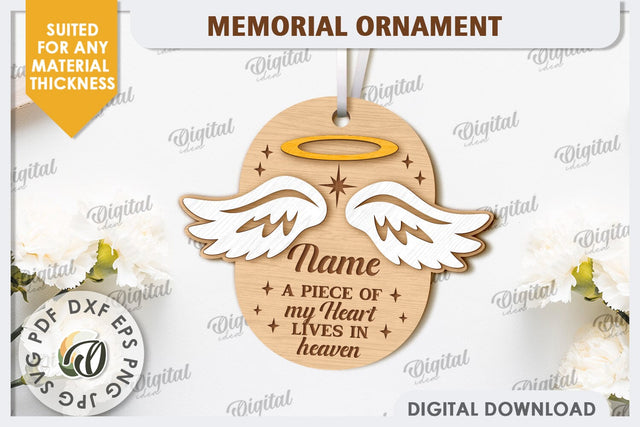 3D Memorial Ornament Laser Cut. Personalized Ornament SVG SVG Evgenyia Guschina 