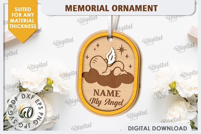 3D Memorial Ornament Laser Cut. Personalized Ornament SVG SVG Evgenyia Guschina 