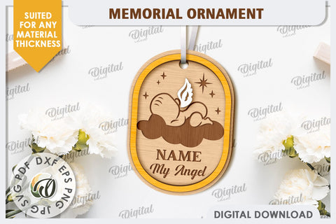 3D Memorial Ornament Laser Cut. Personalized Ornament SVG SVG Evgenyia Guschina 