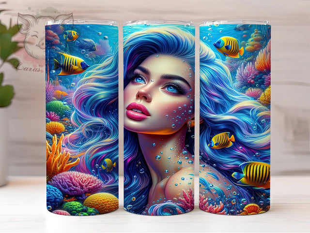 3D Mermaid Ocean Fantasy Tumbler Wrap, Ocean Tumbler Wrap, Under The Sea Sublimation, Fantasy Mermaid Design, Sea Life Tumbler, Mermaid Scale Wrap, Beach Theme Tumbler Design Sublimation Lara' s Designs 