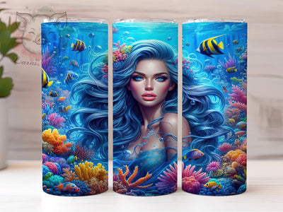 3D Mermaid Ocean Fantasy Tumbler Wrap, Ocean Tumbler Wrap, Under The Sea Sublimation, Fantasy Mermaid Design, Sea Life Tumbler, Mermaid Scale Wrap, Beach Theme Tumbler Design Sublimation Lara' s Designs 