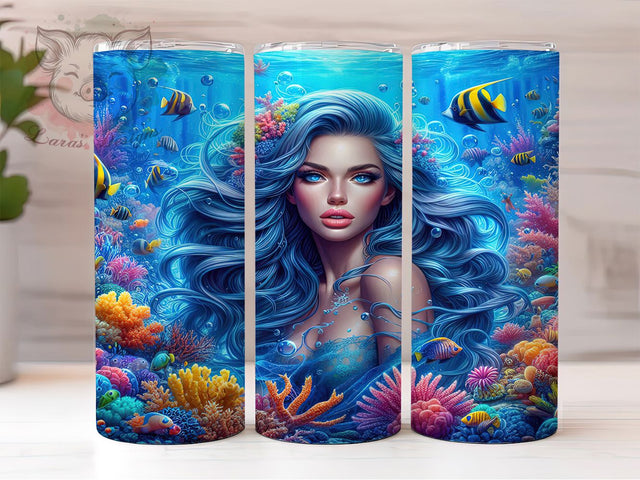 3D Mermaid Ocean Fantasy Tumbler Wrap, Ocean Tumbler Wrap, Under The Sea Sublimation, Fantasy Mermaid Design, Sea Life Tumbler, Mermaid Scale Wrap, Beach Theme Tumbler Design Sublimation Lara' s Designs 
