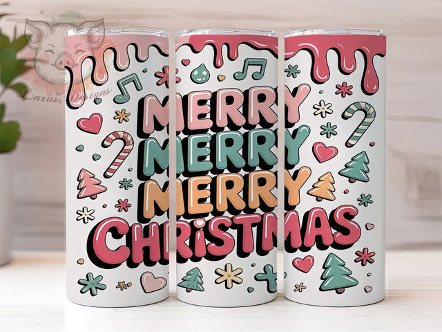 3D Merry Christmas Candy Cane Tumbler, Inflated Candy Cane, 3D Holiday Design, Sublimation Tumbler, 20oz Skinny Cup, Festive Drinkware, Seasonal Pattern Sublimation Lara' s Designs 