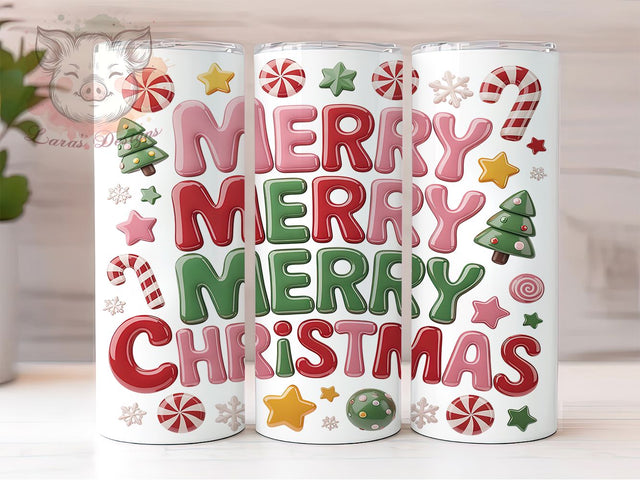 3D Merry Christmas Candy Cane Tumbler, Inflated Candy Cane, 3D Holiday Design, Sublimation Tumbler, 20oz Skinny Cup, Festive Drinkware, Seasonal Pattern Sublimation Lara' s Designs 