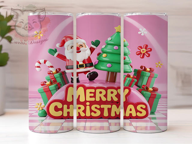 3D Merry Christmas Inflated Tumbler, Inflated Text Sublimation Design, Festive Holiday 3D Art, 20oz Christmas Tumbler, Whimsical Inflated Mug, Bold Holiday Cup, Seasonal 3D Wrap Sublimation Lara' s Designs 