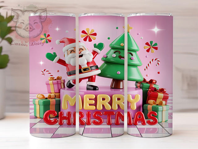 3D Merry Christmas Inflated Tumbler, Inflated Text Sublimation Design, Festive Holiday 3D Art, 20oz Christmas Tumbler, Whimsical Inflated Mug, Bold Holiday Cup, Seasonal 3D Wrap Sublimation Lara' s Designs 