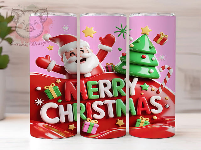 3D Merry Christmas Inflated Tumbler, Inflated Text Sublimation Design, Festive Holiday 3D Art, 20oz Christmas Tumbler, Whimsical Inflated Mug, Bold Holiday Cup, Seasonal 3D Wrap Sublimation Lara' s Designs 