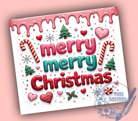3D Merry Christmas Tumbler, Inflated Candy Cane Wrap, Holiday Drinkware, 20oz Sublimation Design, Festive Tumbler Wrap, Cute Christmas Mug, Candy Cane Tumbler Sublimation ToriDesigns 