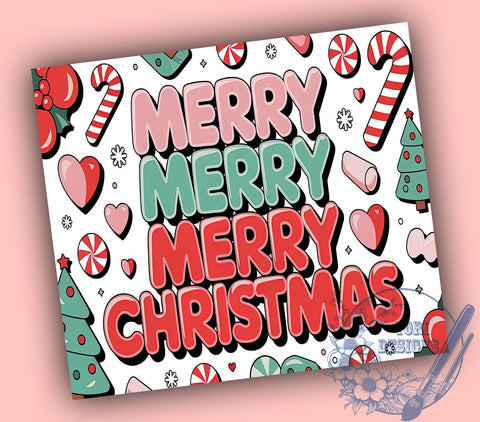 3D Merry Christmas Tumbler, Inflated Candy Cane Wrap, Holiday Drinkware, 20oz Sublimation Design, Festive Tumbler Wrap, Cute Christmas Mug, Candy Cane Tumbler Sublimation ToriDesigns 