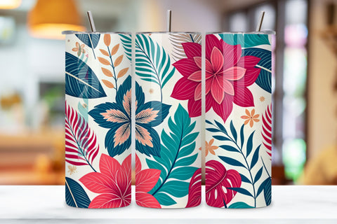 3D Modern Abstract Floral Seamless Tumbler Wrap, Bold Watercolor Design, seamless tumbler wrap, modern floral design, abstract watercolor wrap, bold floral design, 20oz skinny tumbler, tapered tumbler wrap Sublimation FloridPrintables 