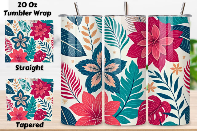 3D Modern Abstract Floral Seamless Tumbler Wrap, Bold Watercolor Design, seamless tumbler wrap, modern floral design, abstract watercolor wrap, bold floral design, 20oz skinny tumbler, tapered tumbler wrap Sublimation FloridPrintables 