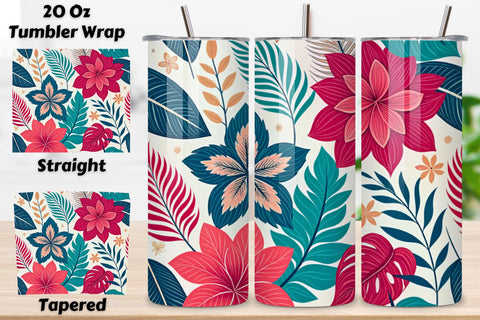 3D Modern Abstract Floral Seamless Tumbler Wrap, Bold Watercolor Design, seamless tumbler wrap, modern floral design, abstract watercolor wrap, bold floral design, 20oz skinny tumbler, tapered tumbler wrap Sublimation FloridPrintables 