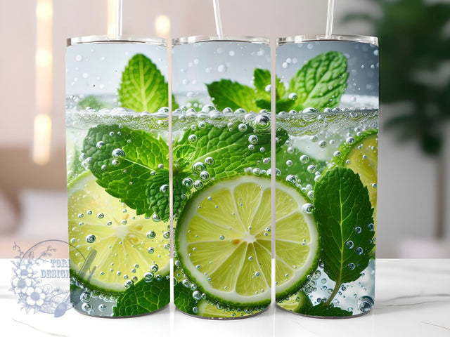 3D Mojito Cocktail Drink 20 oz Skinny Tumbler Sublimation Design, Cocktail Tumbler Png, Straight & Tapered Tumbler Wrap, Instant Digital Download Sublimation ToriDesigns 