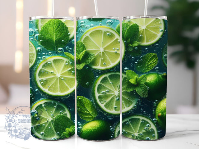 3D Mojito Cocktail Drink 20 oz Skinny Tumbler Sublimation Design, Cocktail Tumbler Png, Straight & Tapered Tumbler Wrap, Instant Digital Download Sublimation ToriDesigns 