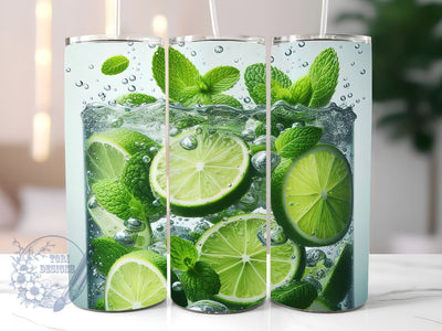 3D Mojito Cocktail Drink 20 oz Skinny Tumbler Sublimation Design, Cocktail Tumbler Png, Straight & Tapered Tumbler Wrap, Instant Digital Download Sublimation ToriDesigns 