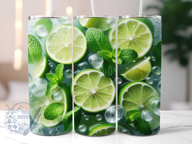 3D Mojito Cocktail Drink 20 oz Skinny Tumbler Sublimation Design, Cocktail Tumbler Png, Straight & Tapered Tumbler Wrap, Instant Digital Download Sublimation ToriDesigns 