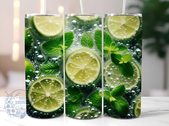 3D Mojito Cocktail Drink 20 oz Skinny Tumbler Sublimation Design, Cocktail Tumbler Png, Straight & Tapered Tumbler Wrap, Instant Digital Download Sublimation ToriDesigns 