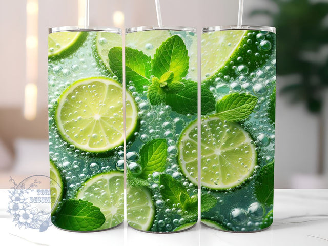 3D Mojito Cocktail Drink 20 oz Skinny Tumbler Sublimation Design, Cocktail Tumbler Png, Straight & Tapered Tumbler Wrap, Instant Digital Download Sublimation ToriDesigns 
