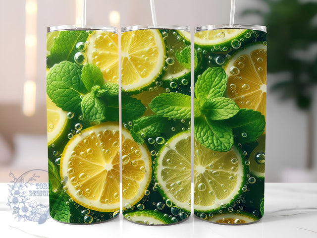 3D Mojito Cocktail Drink 20 oz Skinny Tumbler Sublimation Design, Cocktail Tumbler Png, Straight & Tapered Tumbler Wrap, Instant Digital Download Sublimation ToriDesigns 