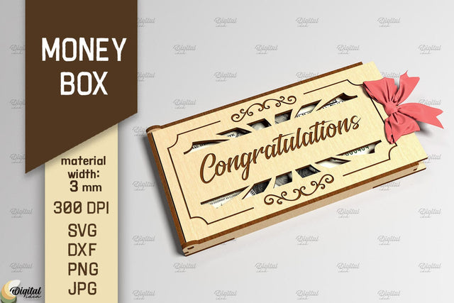 3D Money Box. Cash Gift Box Laser Cut. Money Holder SVG SVG Evgenyia Guschina 