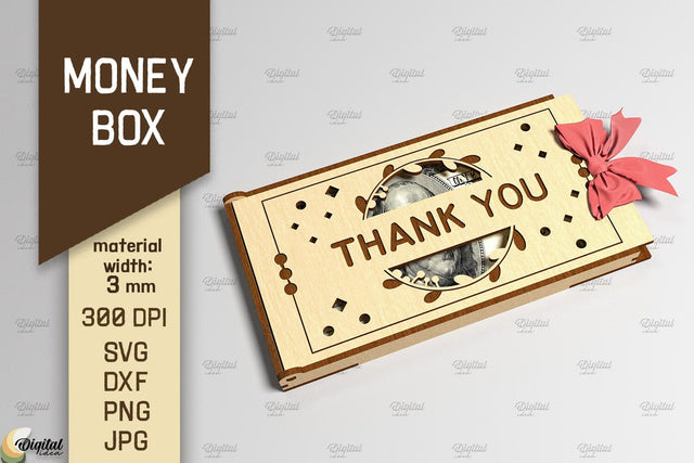 3D Money Box. Cash Gift Box Laser Cut. Money Holder SVG SVG Evgenyia Guschina 