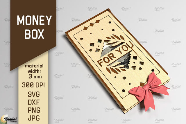 3D Money Box. Cash Gift Box Laser Cut. Money Holder SVG SVG Evgenyia Guschina 