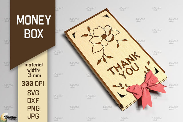 3D Money Box. Cash Gift Box Laser Cut. Money Holder SVG SVG Evgenyia Guschina 