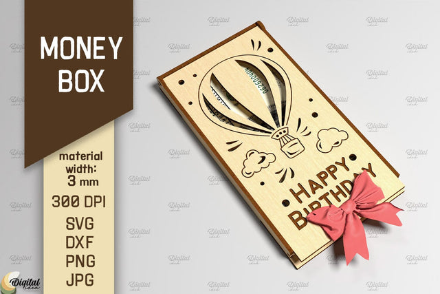 3D Money Box. Cash Gift Box Laser Cut. Money Holder SVG SVG Evgenyia Guschina 