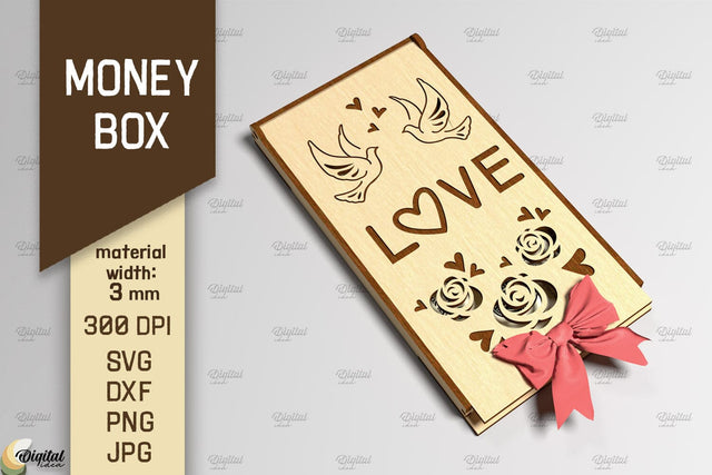 3D Money Box. Cash Gift Box Laser Cut. Money Holder SVG SVG Evgenyia Guschina 