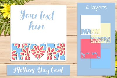 3d Mothers day card with flowers, Mom layered papercut svg 3D Paper AnastasiyaArtDesign 