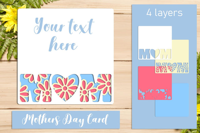 3d Mothers day card with flowers, Mom layered papercut svg 3D Paper AnastasiyaArtDesign 