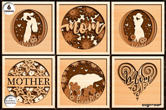 3D Mother's Day Shadow Box Bundle SVG SvgOcean 