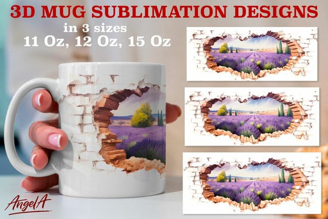 3d mug sublimation designs / landscape, lavender flower png Sublimation Angelina Semenova 