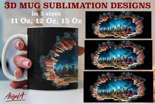 3d mug sublimation designs / New York City in broken wall Sublimation Angelina Semenova 
