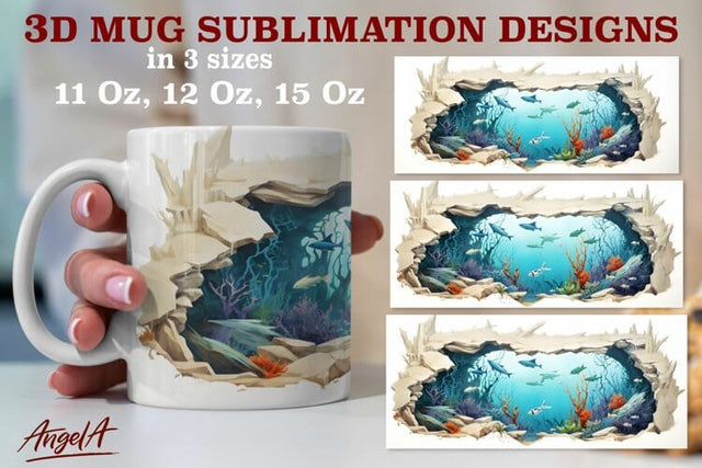 3d mug sublimation designs / ocean life png, fishes Sublimation Angelina Semenova 