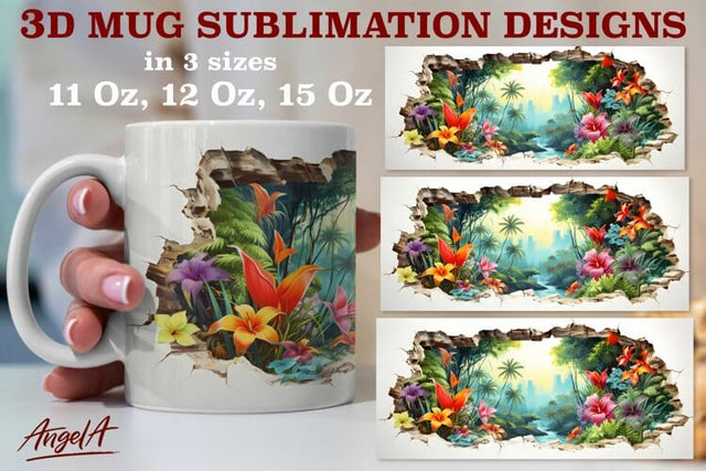 3d mug sublimation designs / palm tree, tropical flowers png Sublimation Angelina Semenova 