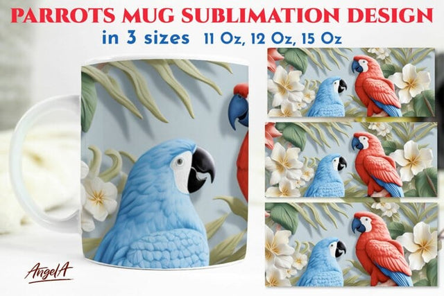 3d mug sublimation designs / parrots / plaster texture PNG Sublimation Angelina Semenova 