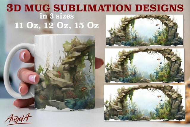 3d mug sublimation designs / under water life png, fishes Sublimation Angelina Semenova 