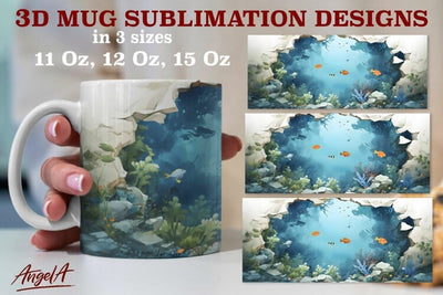 3d mug sublimation designs / underwater ocean life png Sublimation Angelina Semenova 