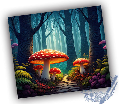 3D Mushroom Tumbler, 20oz Tumbler Wrap, Sublimation Design, Digital Download, High Resolution PNG, Trippy Mushroom Design, Summer Drinkware Sublimation ToriDesigns 